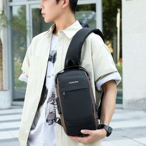 Bolso de Pecho de un Solo Hombro para Hombre Niu Siku, de PU Suave, Impermeable, Antirrobo, con Cierre de Cremallera USB, Ligero, para Deportes al Aire Libre - Product Image 3