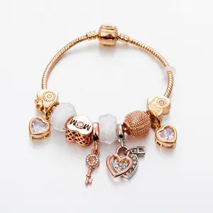 Adjustable Bulk Charm Bracelets Heart Key Lock Wholesale Bulk Inspirational Charms For Bracelets