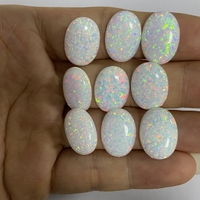 Cabochon Ovale Synthétique Opale Blanc Feu Noir Opale Pierre Flatback Cabochon Opales Gemme