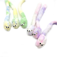 Jouet à mâcher interactif pour chats, souris colorée à longue queue, taille petite, en polyester, pour usage intérieur/extérieur, vente en gros