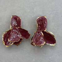 Perhiasan Fashion OEM/ODM Anting Enamel Daun Vintage Grosir Anting Gantung Berlapis Emas Putih Hijau Zamrud