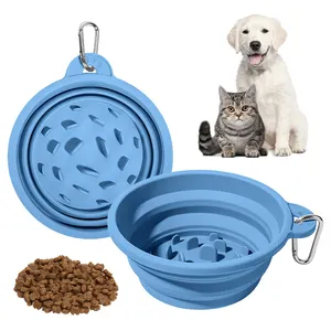 Forniture per animali domestici di vendita calda lenta alimentazione pieghevole per uso alimentare in silicone Pet ciotola alimentatori per cani e gatti accessori per animali domestici