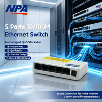 Switch Ethernet RJ45 de 5 Puertos 10/100Mbps Sin Administración, QoS, Plug & Play, Switch de Red de Escritorio para Hogar y Oficina, AP-5005S