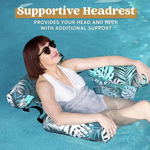 Voor Tweeërlei Gebruik Opblaasbare Zwembaddrijvers Met Netstof Opvouwbare Rugleuning Drijvende Float Bed Bank - Product Image 2