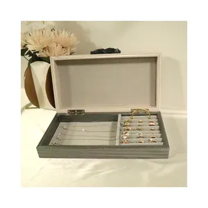 Venda quente de couro pu novo design caixa de jóias logotipo personalizado caixa de jóias grande caixa de jóias