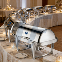 Ensemble de chauffe-plats de luxe 9L à alcool avec contrôle de température 60-80°C, plat de service doré pour restaurant