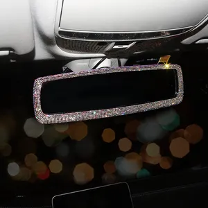 New Rhinestone Car Decor Charm Crystal Bling Ornament Rear View Mirror