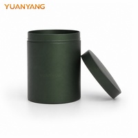 Boîte en métal personnalisée vert foncé en aluminium gaufré hermétique pour matcha, contenants recyclables de 50g, 100g, 200g pour feuilles de thé