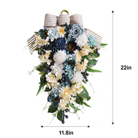 Guirlande de fleurs artificielles en plastique mélangées, pour porte d'entrée, décoration de mariage, fête, maison, centre de table