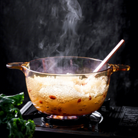Ustensiles de cuisine, nouveau design, vente en gros, pot en verre borosilicate ambré, verrerie, casserole, micro-ondes
