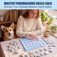Mahjong Solo-Übungsbrett Tragbares Übungsbrett Solo-Spiel Amerikanisches Mahjong-Trainingsgerät mit 24 Kartenfächern Spiel (Blau)