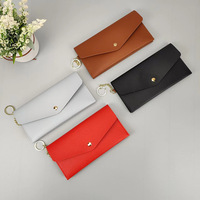 Dompet Flip panjang wanita modis, dompet Pu wanita, dompet kartu, tas tangan saku, amplop uang tunai