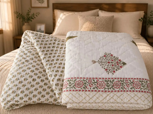 MALONI CREATIONS Edredón de Algodón con Estampado Floral Hecho a Mano, Estilo Jaipuri Razai, Decoración Boho para el Hogar, 200 Hilos, Excelente Calidad - Product Image 4