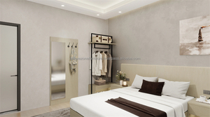Proyectos Hoteleros: Muebles Modernos para Dormitorio de Hotel de 3 Estrellas, Cama King Size de Madera, Mesitas de Noche, Armario, Escritorio, Espejo de Pared - Product Image 6