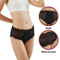 Ropa Interior de Algodón para Mujer, Bragas Menstruales de Cintura Media con Encaje, Hechas en Malasia