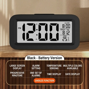 Mini Horloge Intelligente <span class=keywords><strong>de</strong></span> Table avec Affichage <span class=keywords><strong>de</strong></span> la Date, Température, Minuteur, Réveil pour Bureau, Chambre et Étude, avec Veilleuse - Product Image 2