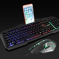 Ensemble clavier mécanique métallique RVB rétroéclairé 78 touches et souris sans fil 2400 DPI pour le gaming, interrupteurs noirs, en stock, vente en gros