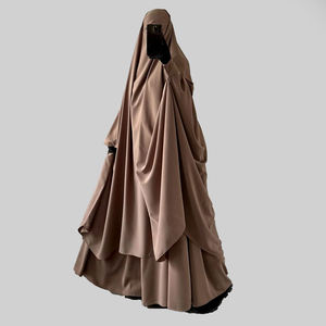 カスタム2ピースNida Jilbab with Niqabストリングスカート控えめなイードラマダン祈りセットイスラム教徒女性イスラム服卸売ジルバブ - Product Image 3