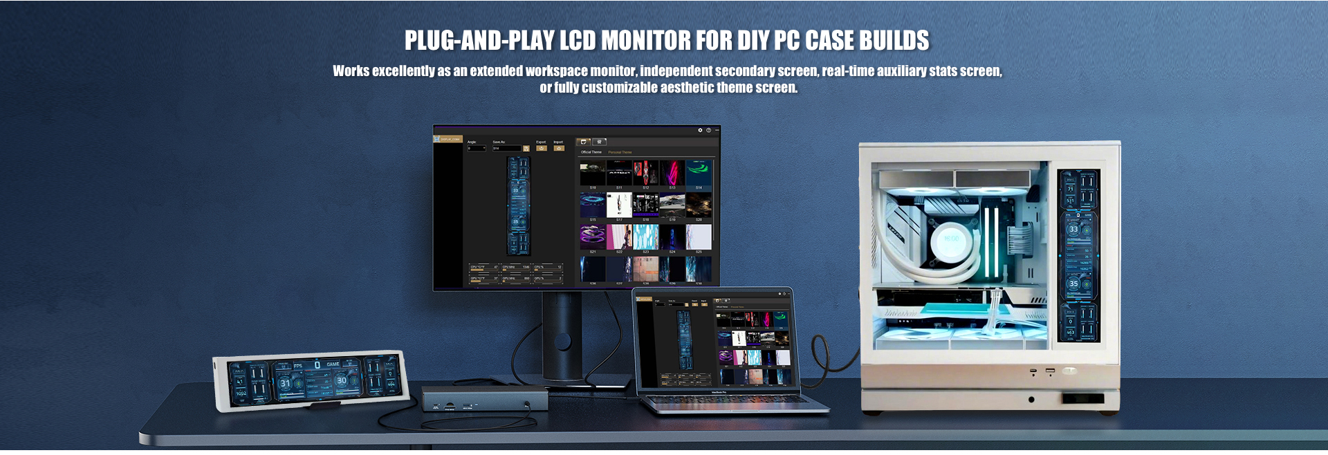 LCDストレッチバーディスプレイ追加セカンダリースクリーンH/D USB-C