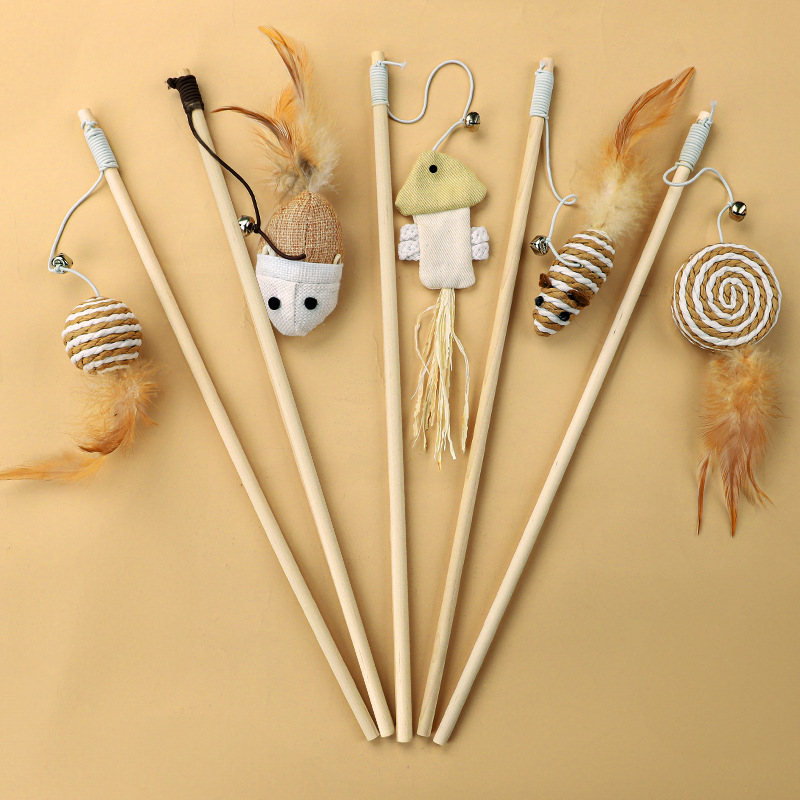 [Cat Teasing Stick Complete Set] 5 pieces