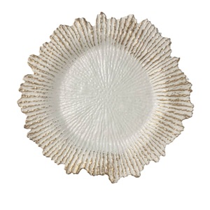 Vajilla de plástico de lujo Catering Cena Blanco Oro Plata Borde Porcelana Plato para servir Plato Cargador para fiesta de boda - Product Image 1