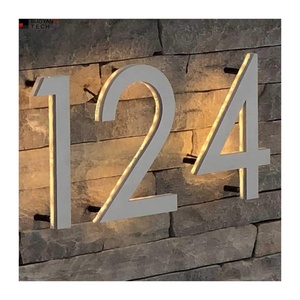 Plaque de signalisation extérieure en aluminium métallique lumineuse 3D, numéros de maison et de porte en métal éclairés, numéros de maison avec éclairage - Product Image 4