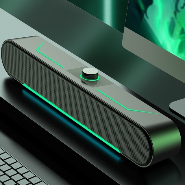 A39 LED Luminous Soundbar HI FI Stereo Computer Speaker Player Long Gaming Wired Audio Sound Bar
