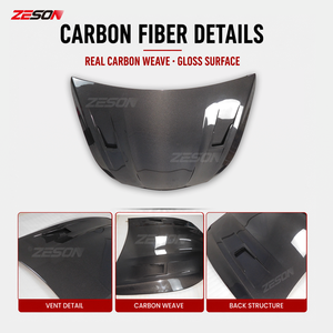 ZESON Capot en fibre de carbone véritable style A-2 pour Mercedes-Benz Classe <span class=keywords><strong>E</strong></span> W213 E63 E53 AMG berline 2017-2023 - Product Image 4