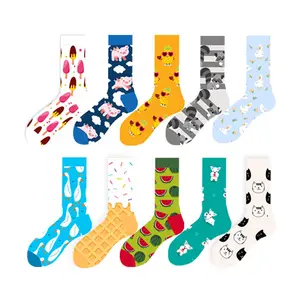 Модные Красочные Необычные забавные хлопковые носки на заказ amazon hot happy crew socks