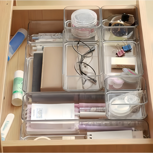Wholesale <b>Desk</b> Drawer Organizers <b>Set</b> Plastic Bathroom Storage Makeup Organizer Transparent Box - Product Image 2