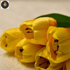 EV Amazo 7 cabezas Real Touch flores <span class=keywords><strong>blanco</strong></span> <span class=keywords><strong>rojo</strong></span> rosa coloridos tulipanes artificiales para decoración de boda DIY - Product Image 3
