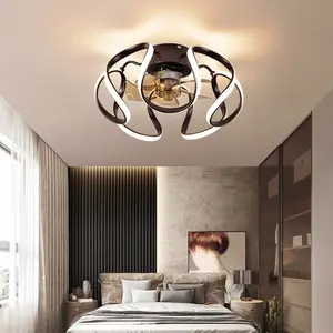 Endüstriyel tarzı fan avize uzaktan kumanda asılı kolye lamba yemek odası yatak odası modern dekor led ışıklı tavan fanı