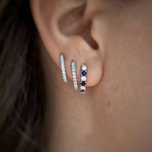 Pendientes de Aro Clásicos con Diamantes Azules, Chapados en Oro, CVD HPHT, Creados en Laboratorio, Brillantes, con Cierre a Presión, para Bodas y Fiestas, 9k - Product Image 1