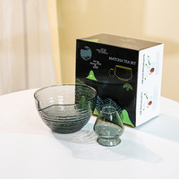 Bol à matcha en verre avec bec verseur, style japonais, bol de mélange en verre pour la cérémonie du matcha, chawan pour la cérémonie du matcha