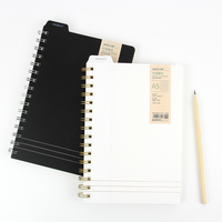 Papeterie de couverture rigide en plastique PP, couleur noir/blanc, bord des lignes avec règle en spirale pour journal, 1 pièce