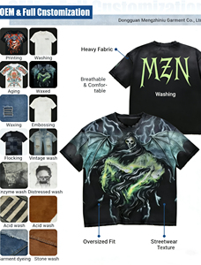 MZN Men's Oversized Horror Movie Leatherface Print <strong>T</strong>-<strong>Shirt</strong> 220g Heavy Cotton Eco-Friendly Vintage Washed Streetwear - Product Image 6