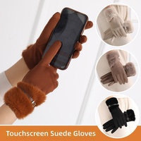 Gants d'extérieur chauds pour femmes, design élastique au poignet, thermiques, durables, pour usage quotidien en hiver, compatibles écran tactile, à doigts séparés, anti-boulochage