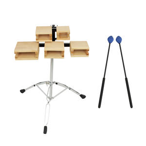 Kit de batería Campana de vaca de madera Juego de batería de Clapper de 5 tonos Accesorios con trípode de música Baquetas <span class=keywords><strong>Cencerro</strong></span> Instrumento de batería de percusión - Product Image 1