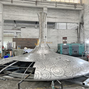 Sculpture d'art de jardin moderne polie V01 en acier inoxydable, grande sculpture d'extérieur - Product Image 4