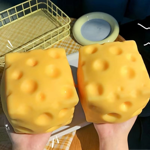 Giant Cheese Squeeze Toy Extra <b>Large</b> Size Cheese Squishy Fidget Toys Slow Rebound Shapeable Venting Ball for Adults <b>Gifts</b> - Product Image 1