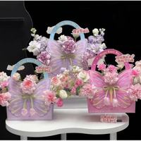 Boîte à fleurs portable en forme de papillon pour la fête des mères et la Saint-Valentin, bouquet imperméable, fleurs fraîches, décoration de gâteau, emballage, nouveau blanc