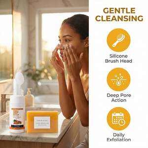 Juego de Jabón <span class=keywords><strong>Facial</strong></span> de Cúrcuma de Marca Privada, Limpiador <span class=keywords><strong>Facial</strong></span> Espumoso de Cúrcuma con Cepillo <span class=keywords><strong>para</strong></span> Todo Tipo de Piel - Product Image 6