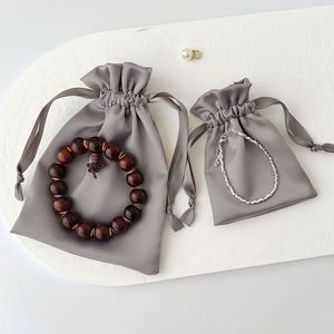 Premium Luxury Silk Satin Drawstring Pouch Custom Logo Pouch Silk Satin Bag for <b>Watch</b> Storage Jewelry Cosmetic Brand Packaging - Product Image 4