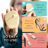 Coussinets métatarsiens en gel lavables, doux et confortables pour toute la journée, inserts de talon, coussinets pour l'avant-pied, taille unique, soulagement de la douleur, antichoc, beige