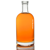 Bouteille à base d'herbes personnalisées, bouteille ronde en verre super silex, esprit whisky 750ml huile de miel, vodka gin tequila avec bouchon en liège