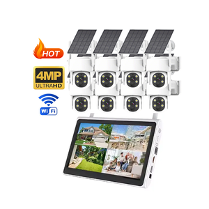 กล้องวงจรปิด IP66 ระบบมองเห็นกลางคืนแบบสี พร้อมเซ็นเซอร์ตรวจจับความเคลื่อนไหว PIR ระบบเสียงสองทาง 8CH 4MP ชุดกล้องวงจรปิด NVR แบบ PTZ ระบบรักษาความปลอดภัย WiFi กล้องพลังงานแสงอาทิตย์ - Product Image 1