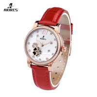 Belle montre de poignet unique étanche à logo personnalisé pour femmes à mouvement automatique