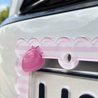 Cadre de plaque d'immatriculation de Noël en acrylique écologique avec logo imprimé couleur personnalisé et design unique, breloque pour cadre photo de numéro de voiture
