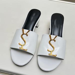 Sandales à talons hauts décontractées de luxe en cuir véritable de haute qualité pour femmes, pantoufles d'été respirantes pour l'extérieur - Product Image 5