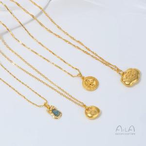 Chaîne plaquée or véritable 24 carats, forte conservation de la couleur, collier, <span class=keywords><strong>lingot</strong></span>, collier DIY, bracelet, extension, S - Product Image 4